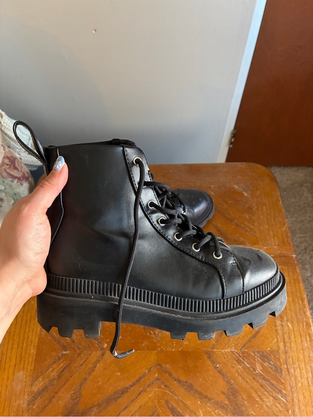 Divided Black Combat Moto Boots